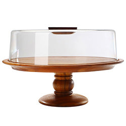 PLATO C/ PIE CAMPANA MADERA ARCRILICO 32 X 21CM