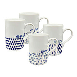 MUG RECTO 340ML BLANCO C/DISEÑO AZUL