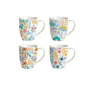 MUG BOMBE 340ML HOJAS Y FLORES COLORES