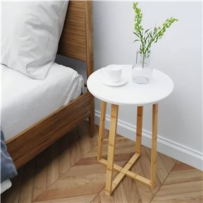 MESA REDONDA 40X40X60 CM BAMBOO CON BLANCO