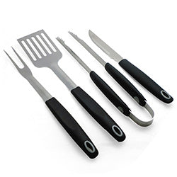 SET 4 PIEZAS PARA ASADO ACERO INOXIDABLE