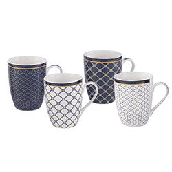 MUG BOMBE 345ML ROMBOS BLANCO Y GRIS C/ BORDE