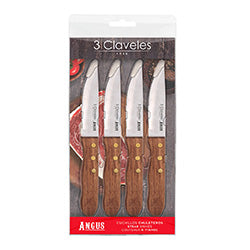 SET 4 CUCHILLO ASADO 12 CM ANGUS 3 CLAVELES