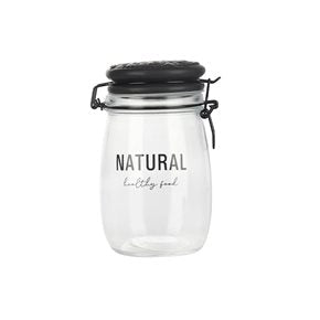 RECIPIENTE VIDRIO 1L T/CERAMICA NEGRO NATURAL