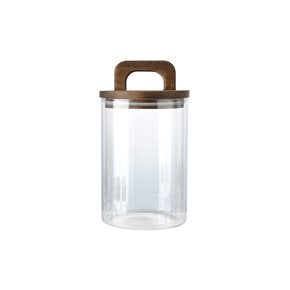 RECIPIENTE BORO 800ML TAPA MADERA ACACIA D10XH17.3CM