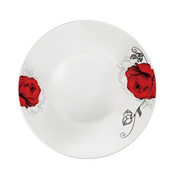 PLATO HONDO PORCELANA 20CM FLOR ROJA