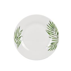 PLATO POSTRE PORCELANA 19CM HOJAS VERDES