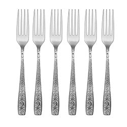 SET 6 TENEDORES DE MESA C/ARABESCOS 20.5CM