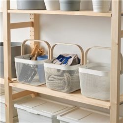 CESTO 24X24X28CM C/ASAS BEIGE