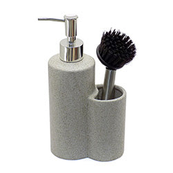 DISPENSADOR JABON C/ PORTACEPILLO SUR. 10.5X6X20.5CM