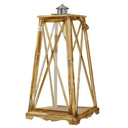 FAROL MADERA Y ACERO GRANDE 23.5X35.5XH72CM