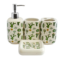 SET BAÑO 4 PZAS CERAMICA REDONDO "PLANTAS" SURTIDO