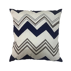 ALMOHADON 380G ZIGZAG BLANCO/AZUL. 40x40CM