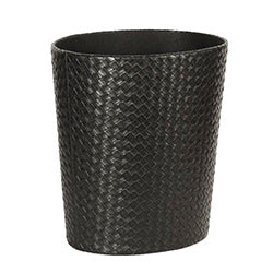 PAPELERA EN CUERO NEGRO C/ENTRAMADO 23X18XH28