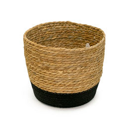 CESTO TEJIDO D28x23CM NATURAL BASE NEGRO