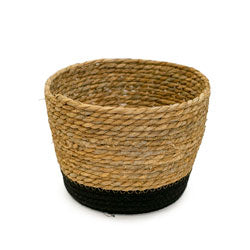 CESTO TEJIDO D23x19CM NATURAL BASE NEGRO
