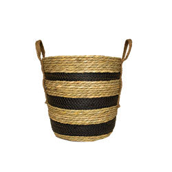 CESTO TEJIDO C/ASAS D24x26CM NATURAL/MARRON