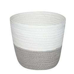 CESTO TEJIDO D18x15CM GRIS/BLANCO