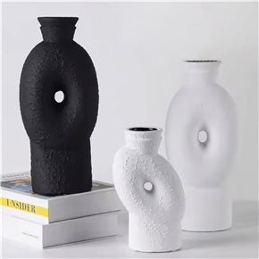 FLORERO CERAMICA 12x8.5x20CM NEGRO