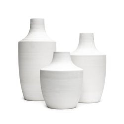 FLORERO CERAMICA D14x31CM BLANCO/NEGRO MATE