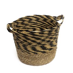 CESTO CON ASAS TEJIDO 25x21CM ZIGZAG NEGRO