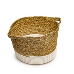 CESTO CON ASAS TEJIDO 30x20CM BASE BLANCO