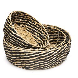 CESTO BAJO TEJIDO 36x12CM NATURAL/NEGRO