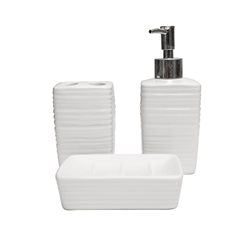 SET BAÑO 3PZAS CERAMICA TEXTURADO BLANCO