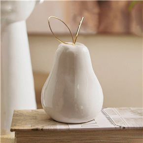 PERA DECORATIVA 7.5CM BLANCO/DORADO
