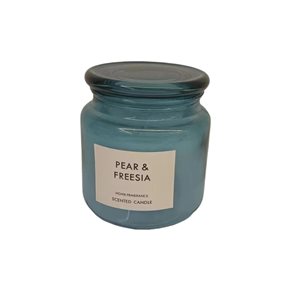 VELA FRASCO C/TAPA VIDRIO D10x11CM CELESTE COTTON