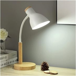 LAMPARA ESCRITORIO MADERA/METAL 14x45CM BLANCO
