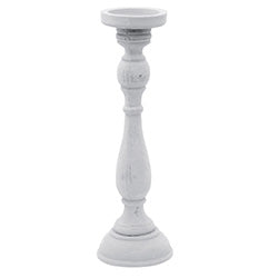 CANDELABRO MADERA 46CM BLANCO VINTAGE