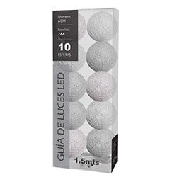 GUIA LED X10 ESFERAS D6CM BLANCO