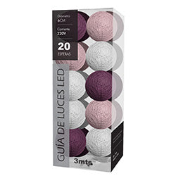 GUIA LED X20 ESFERAS D6CM BORDEAUX/GRIS/ROSA