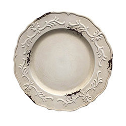 PLATO DE SITIO 33CM BORDE RELIEVE BLANCO ANTIGUO