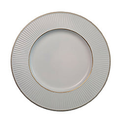 PLATO DE SITIO 33CM BLANCO C/LINEAS Y BORDE DORADO