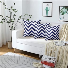 ALMOHADON ESTAMPADO 45x45CM ZIGZAG AZUL/BLANCO
