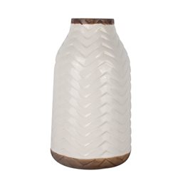 FLORERO CERAMICA D15x25CM FLECHAS BLANCO