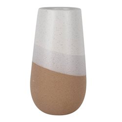 FLORERO CERAMICA D12x22CM ONDAS CAMEL/ROSA/BLANCO