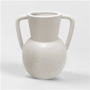 FLORERO CERAMICA 14x11x15CM ANFORA BLANCO