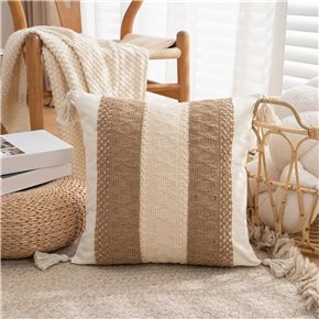 ALMOHADON CON TEJIDO 45x45CM NATURAL/BLANCO