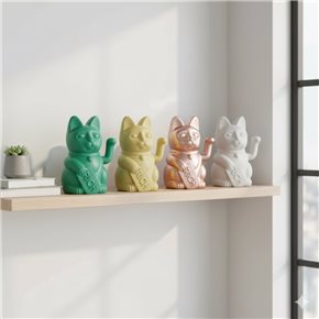 GATO DECORATIVO 12.5x10.5x16.5CM AMARILLO/PROSPERIDAD