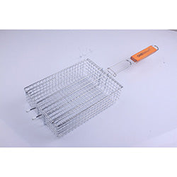 PARRILLA GRILL CROMADO C/MANGO MADERA. 28X19XL62CM