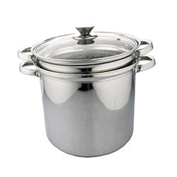 OLLA 5.5L PASTERA/VAPORERA CON TAPA VIDRIO. D22CM