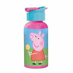 BOTELLA ALUMINIO 400ML TAPON SIPPER PEPPA PIG