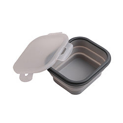 RECIPIENTE PLEGABLE SILICONA GRIS. 16X14X7CM
