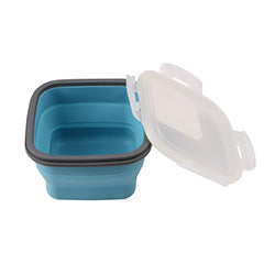 RECIPIENTE PLEGABLE 14X14X8CM SILICON CELESTE
