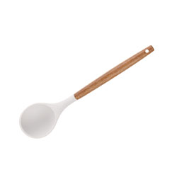 CUCHARON SILICONA MANGO ACACIA BLANCO 31CM