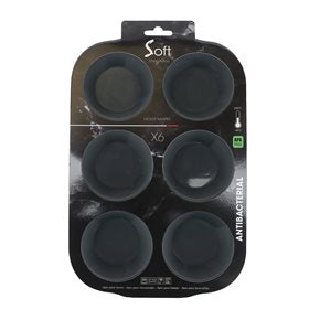 MOLDE MUFFIN X6 SILICONA 27.5X18.5X3.5CM GRIS