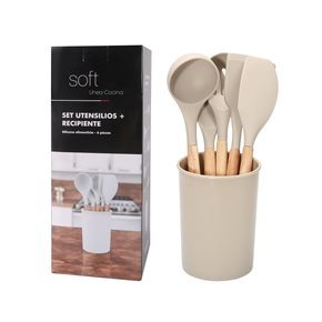 SET 6 PIEZAS MENAGE SILICONA BEIGE